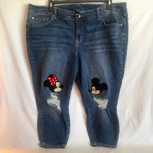 Disney Mickey & Minnie Mouse Patch Jean - Medium Wash - Size 24 NEW!